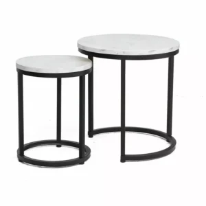 Zestaw ław Hola biały marmur/czarny